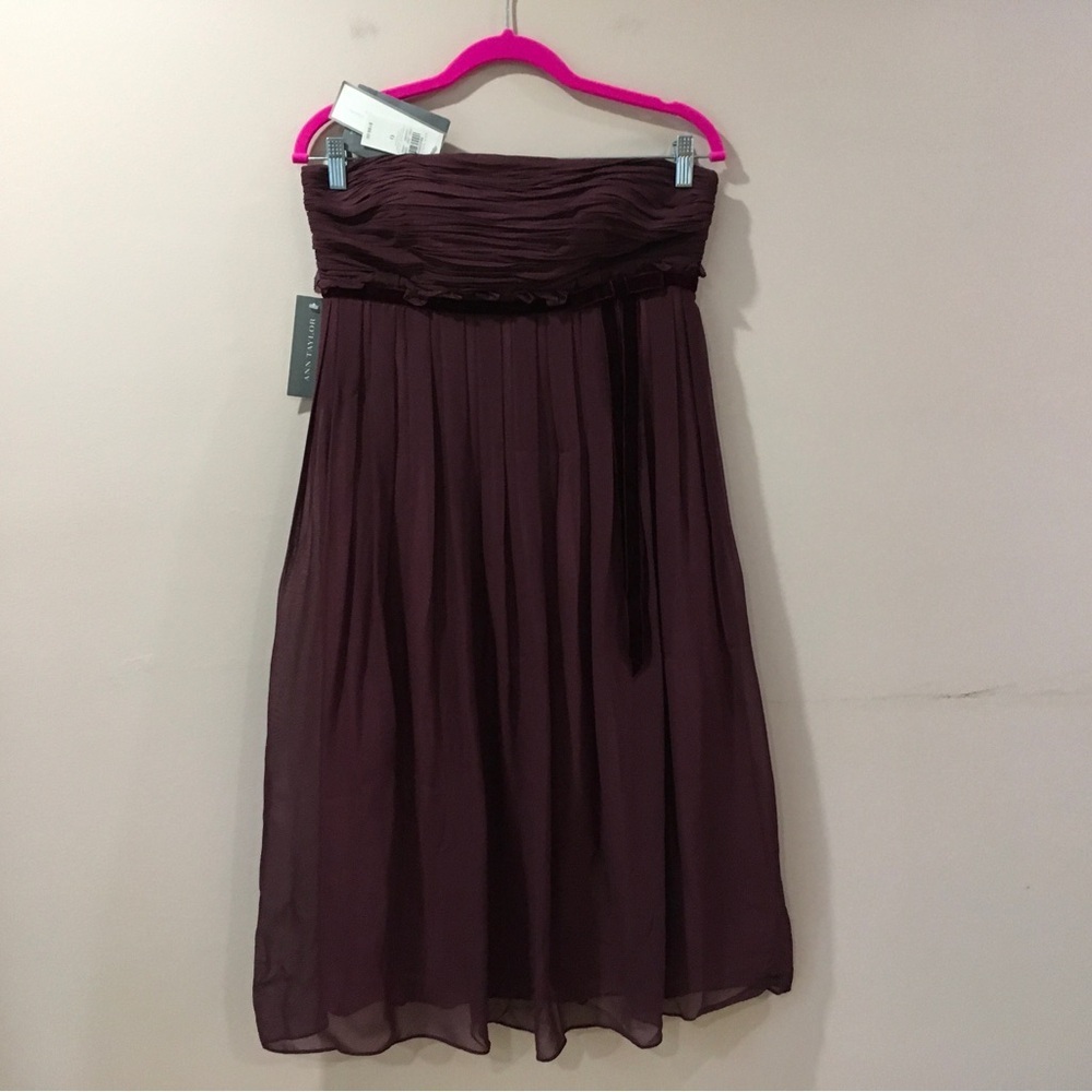 New Ann Taylor Strapless Dress Silk Plum Purple Formal 90s Fairly Size 6 Womens